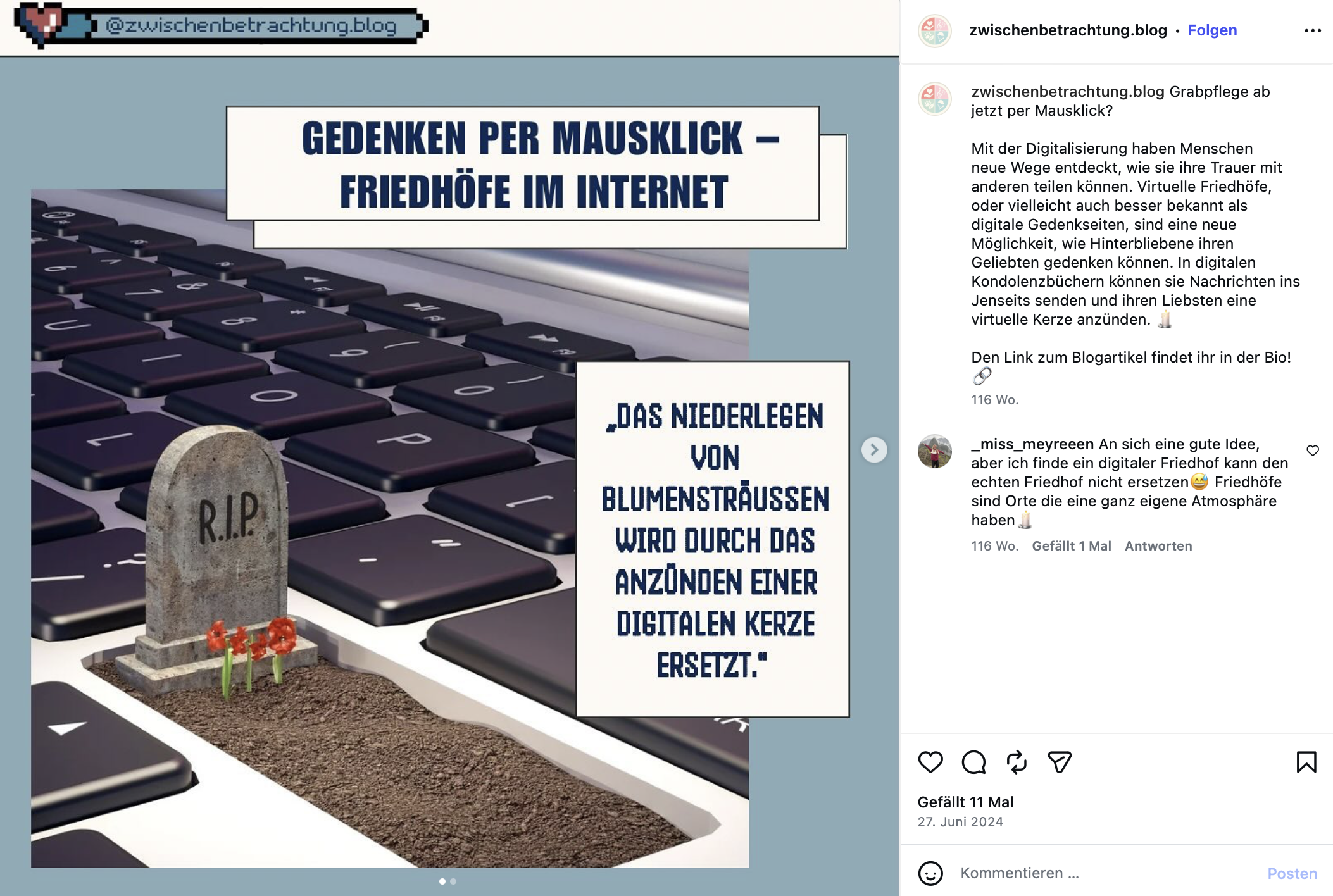 Instagram-Beitrag zum Blogartikel